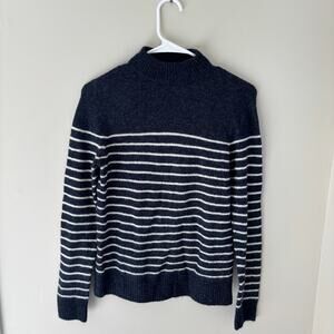 Abercrombie & Fitch Women's S Mock Neck Blue White Striped Sweater Nautical